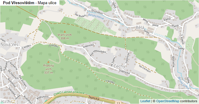 Pod Vřesovištěm - mapa ulice