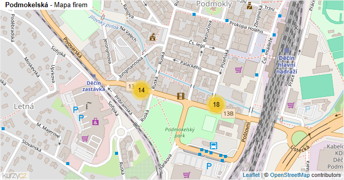 Podmokelská - mapa firem