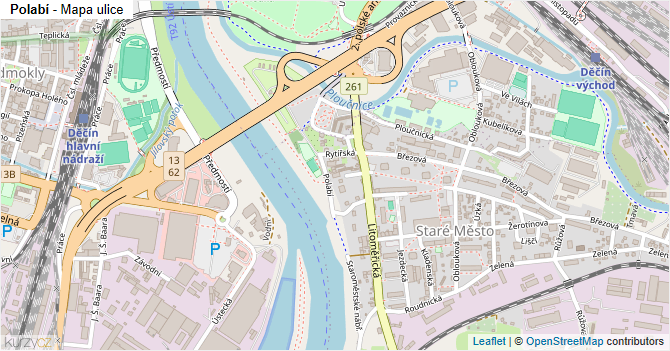 Polabí - mapa ulice