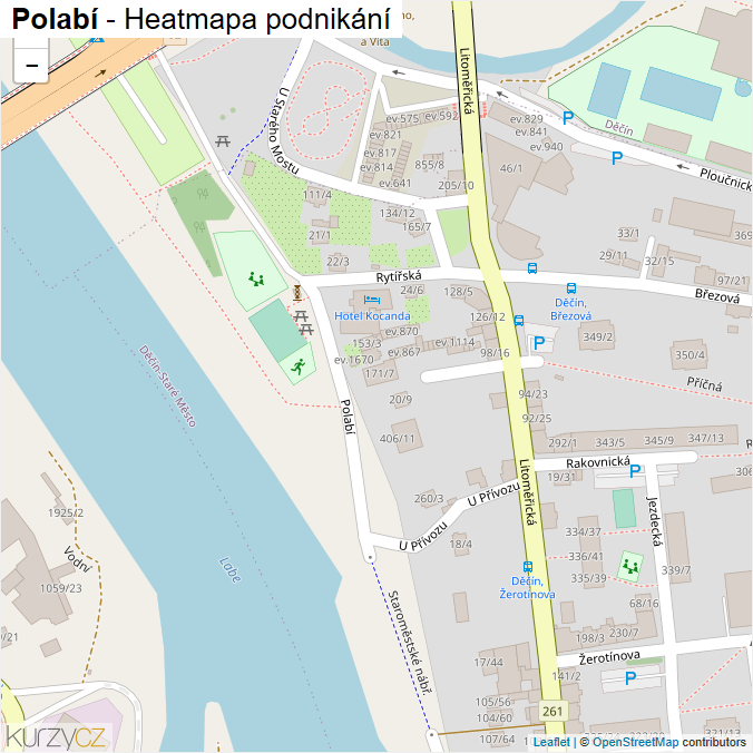 Mapa Polabí - Firmy v ulici.