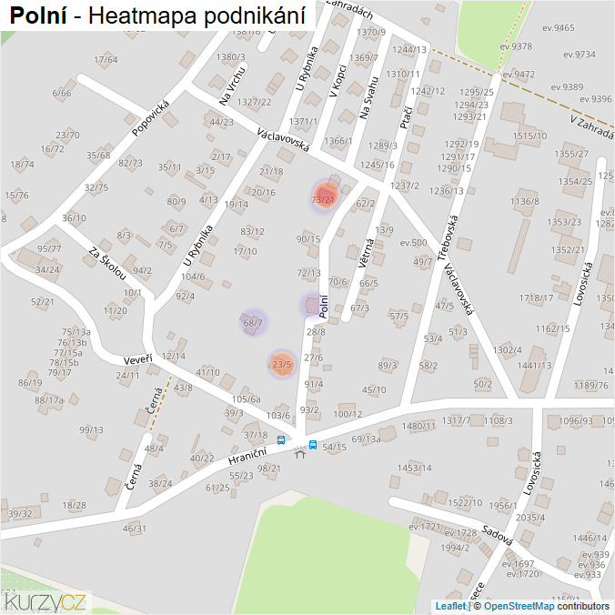 Mapa Polní - Firmy v ulici.