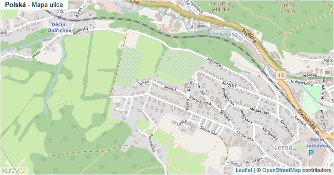 Polská - mapa ulice