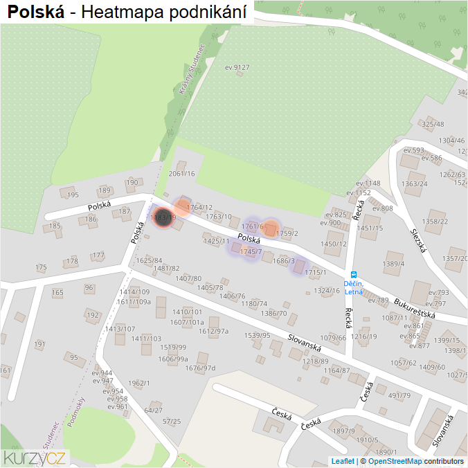 Mapa Polská - Firmy v ulici.