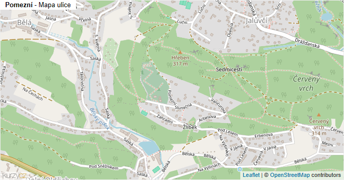 Pomezní - mapa ulice
