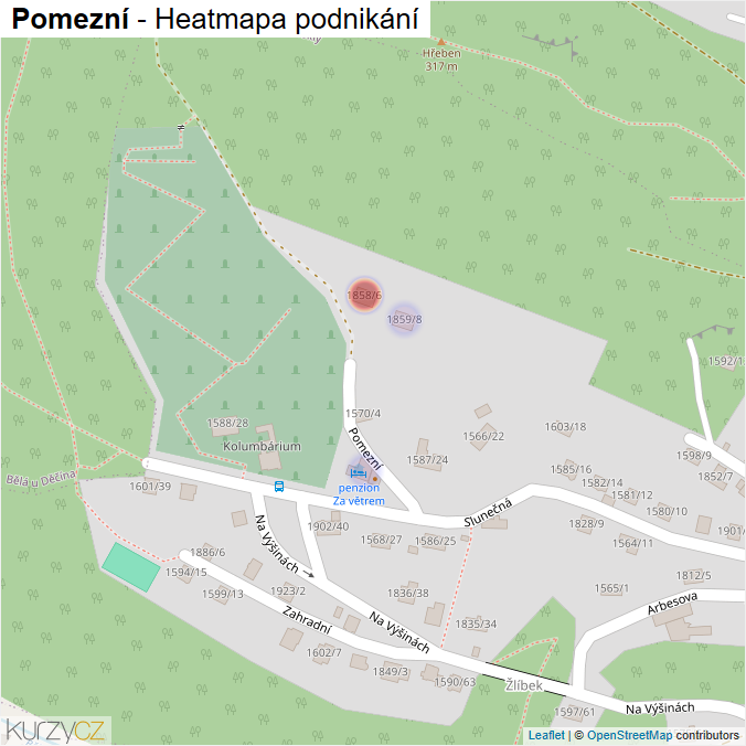 Mapa Pomezní - Firmy v ulici.