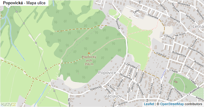 Popovická - mapa ulice