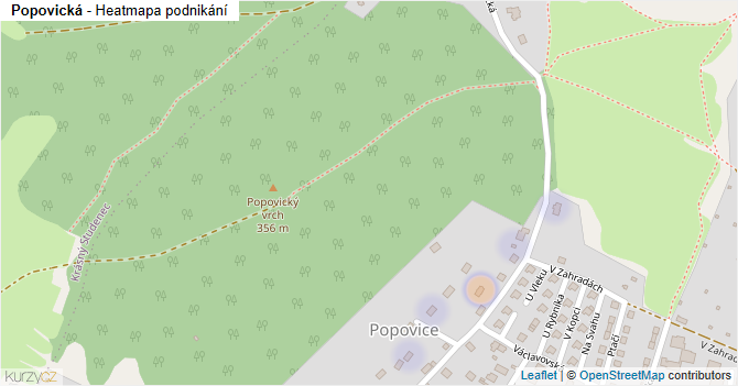 Popovická - mapa podnikání