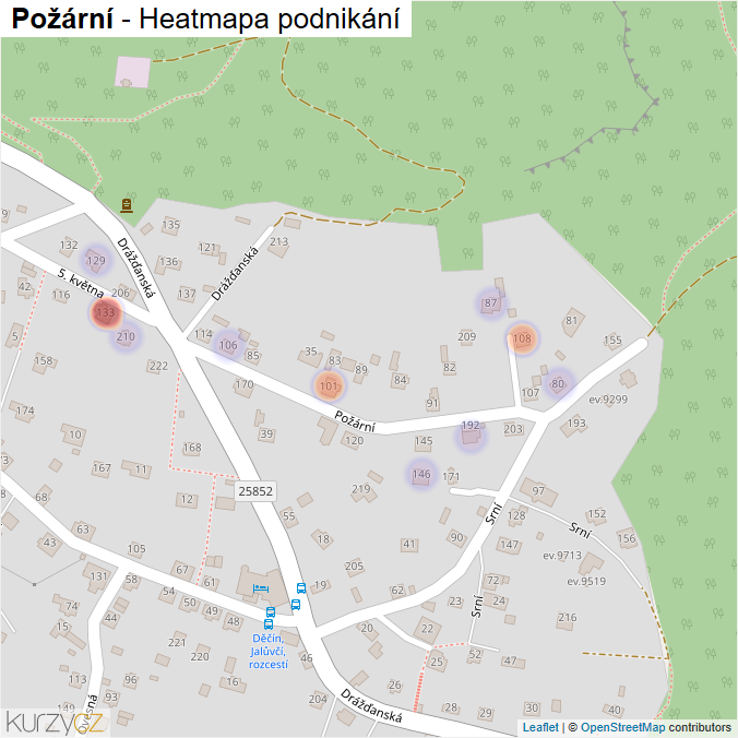 Mapa Požární - Firmy v ulici.