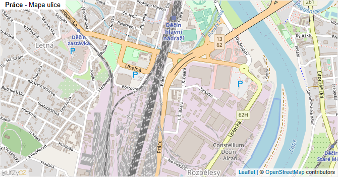 Práce - mapa ulice