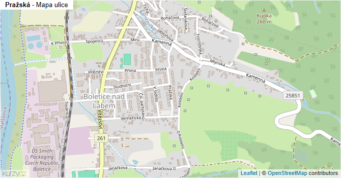 Pražská - mapa ulice
