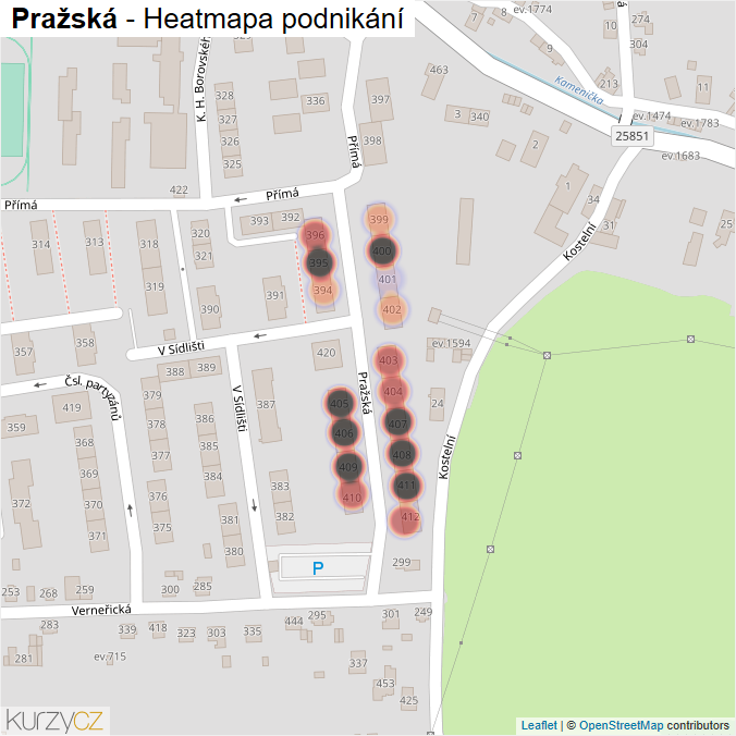 Mapa Pražská - Firmy v ulici.