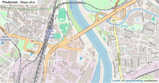 Předmostí - mapa ulice