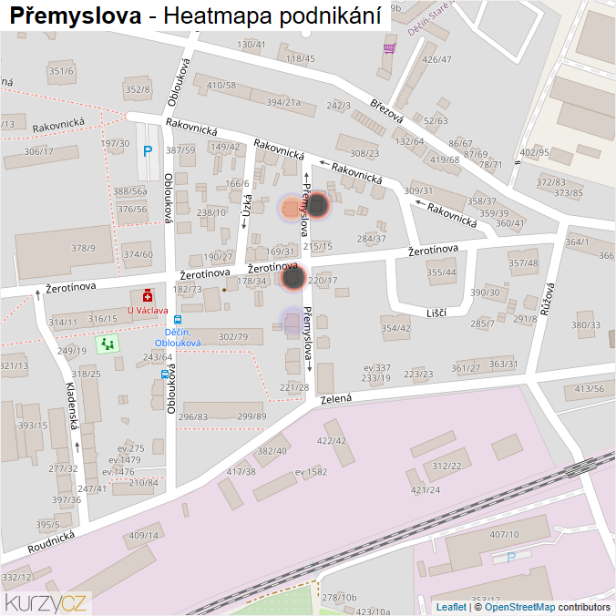 Mapa Přemyslova - Firmy v ulici.