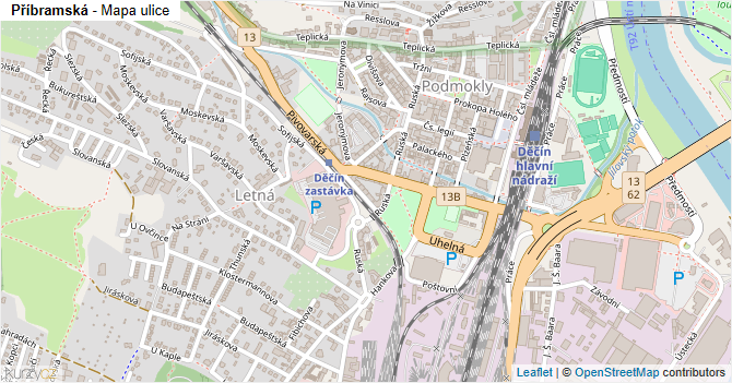 Příbramská - mapa ulice