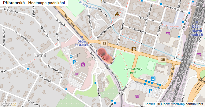 Příbramská - mapa podnikání
