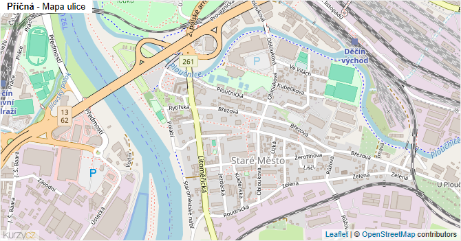 Příčná - mapa ulice