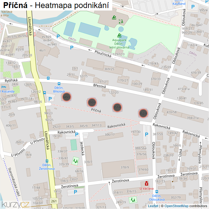 Mapa Příčná - Firmy v ulici.