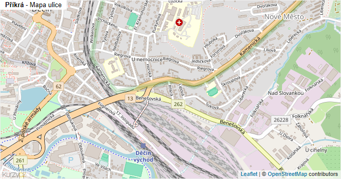 Příkrá - mapa ulice