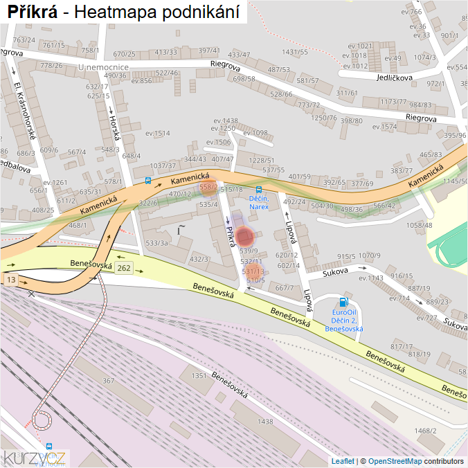 Mapa Příkrá - Firmy v ulici.