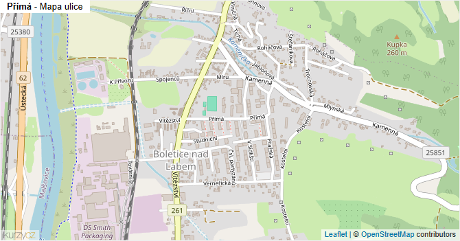 Přímá - mapa ulice