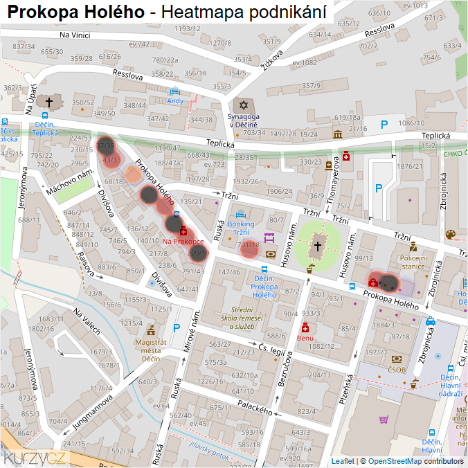 Mapa Prokopa Holého - Firmy v ulici.