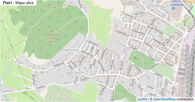 Ptačí - mapa ulice