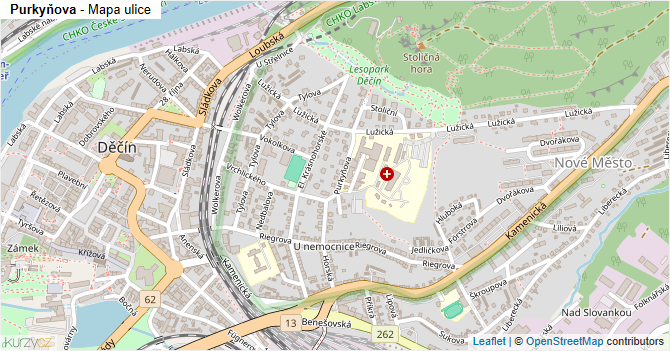 Purkyňova - mapa ulice