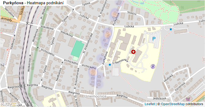 Purkyňova - mapa podnikání