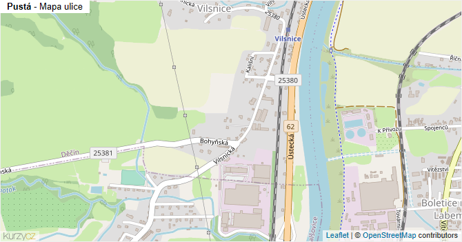 Pustá - mapa ulice