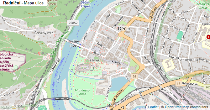 Radniční - mapa ulice