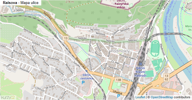 Raisova - mapa ulice