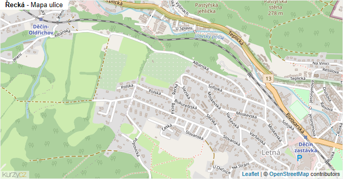 Řecká - mapa ulice