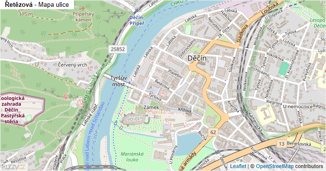 Řetězová - mapa ulice