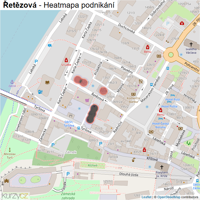 Mapa Řetězová - Firmy v ulici.