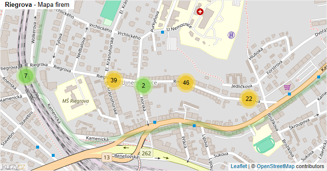 Riegrova - mapa firem