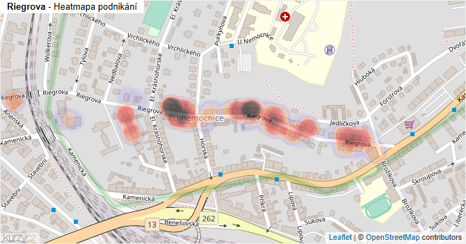 Riegrova - mapa podnikání