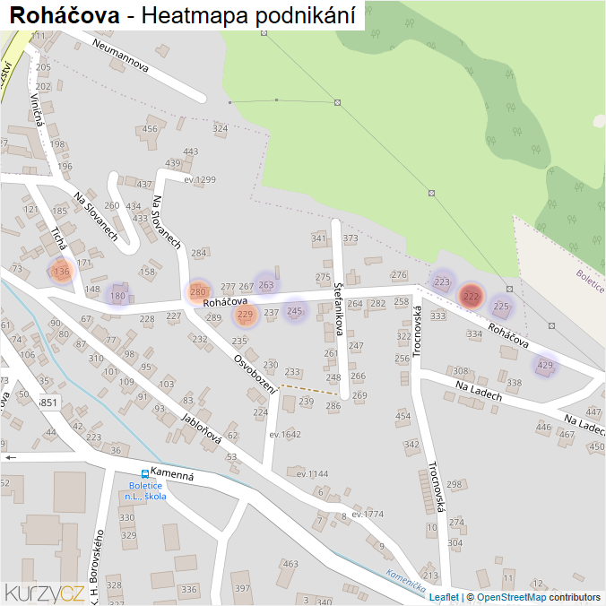 Mapa Roháčova - Firmy v ulici.