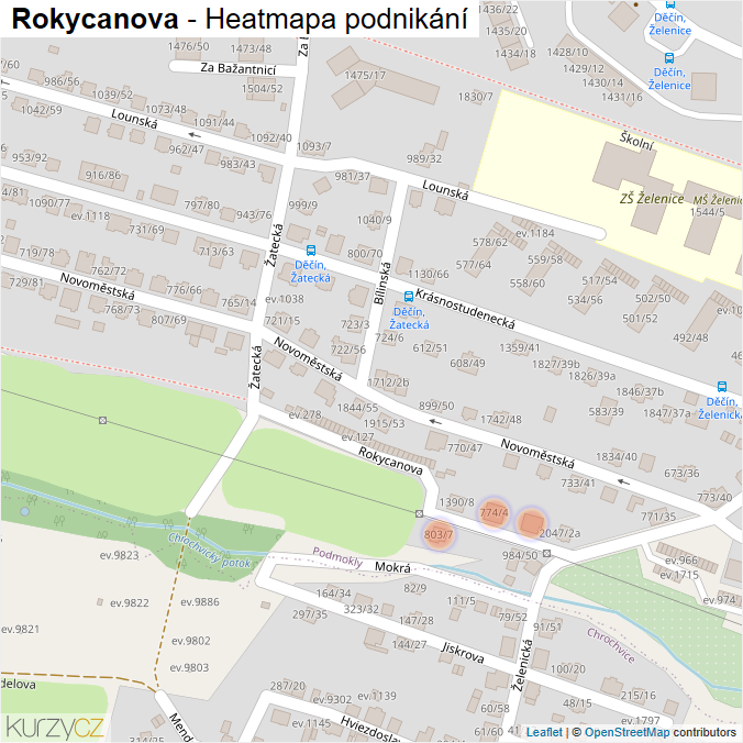 Mapa Rokycanova - Firmy v ulici.