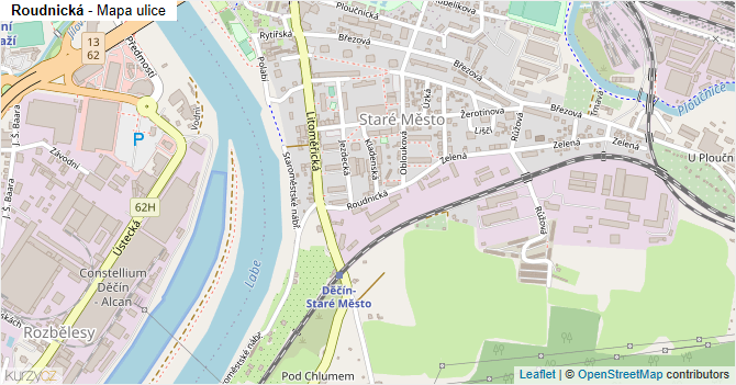 Roudnická - mapa ulice