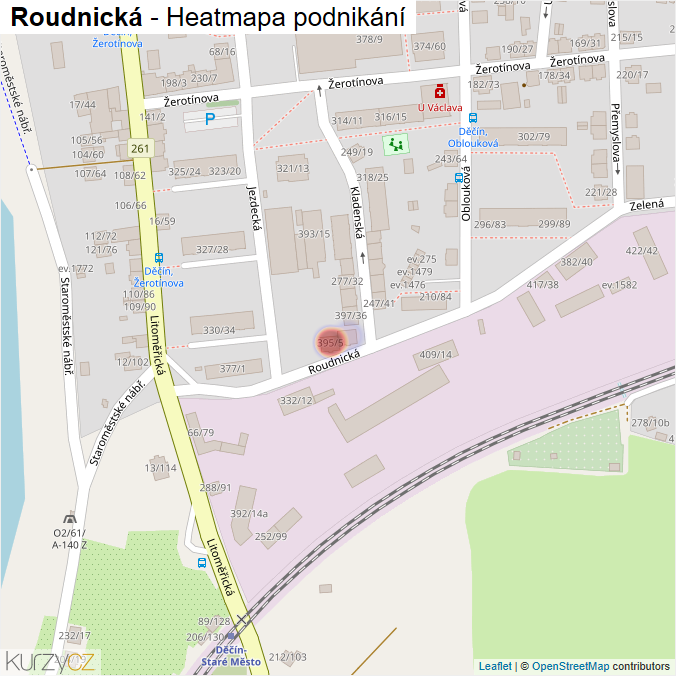 Mapa Roudnická - Firmy v ulici.