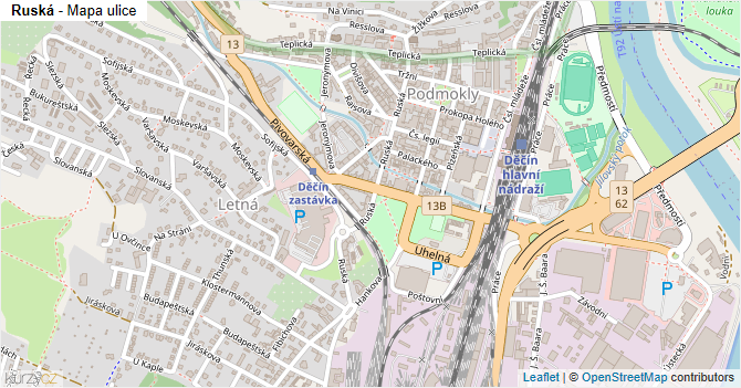 Ruská - mapa ulice