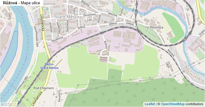 Růžová - mapa ulice