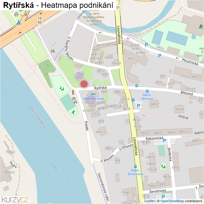 Mapa Rytířská - Firmy v ulici.