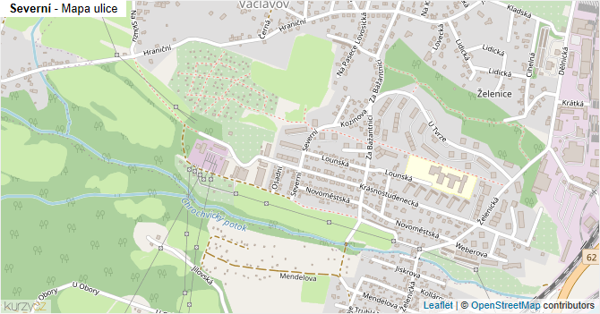 Severní - mapa ulice