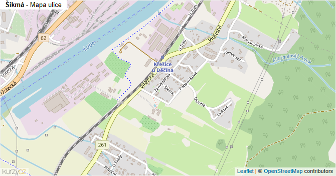 Šikmá - mapa ulice