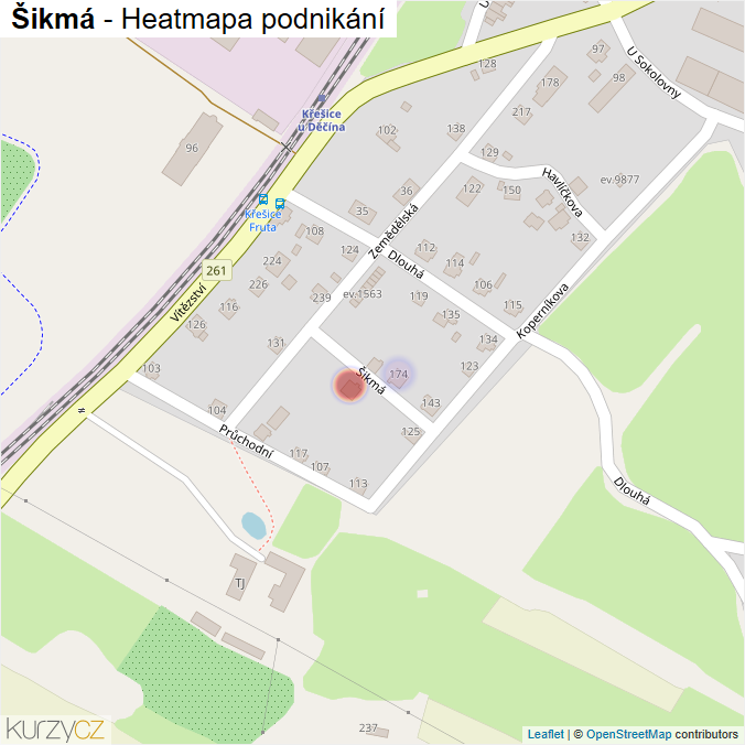 Mapa Šikmá - Firmy v ulici.