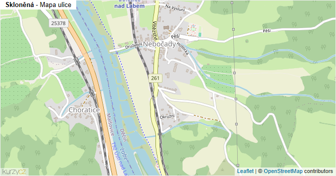 Skloněná - mapa ulice