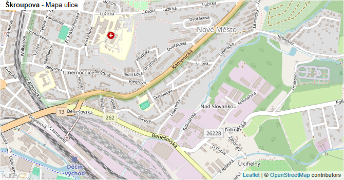 Škroupova - mapa ulice