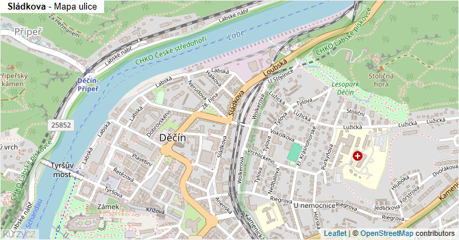 Sládkova - mapa ulice