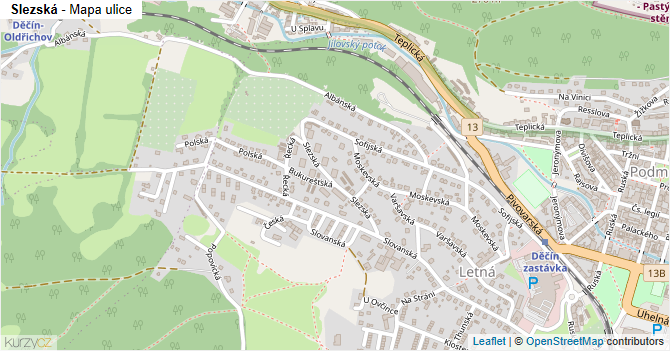 Slezská - mapa ulice